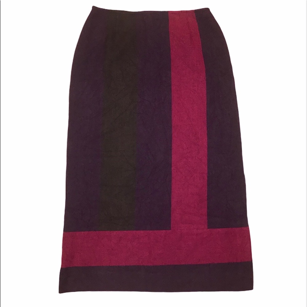 Casual corner size 10 purple black pink color block long midi length skirt